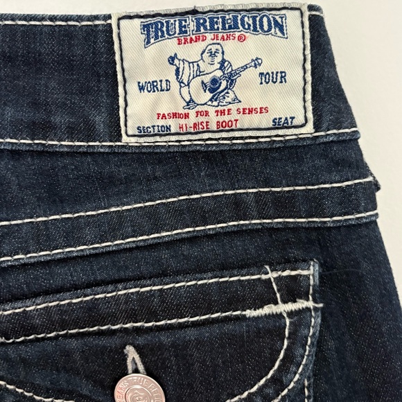 True Religion Dark Indigo Straight Leg Jeans Size 28 Y2K Vintage - Picture 3 of 10